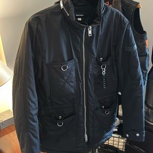 Diesel Designer Black Padded Warm Jacket - Men Medium